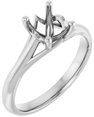 Sužadėtuvių Žiedas „Solitaire“ 585 Baltojo Aukso Oval 8mm x 6mm (1)