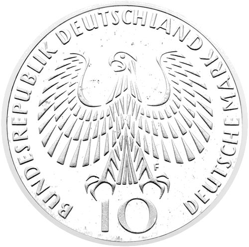 1972 Miuncheno olimpinės žaidynės Vokietija 10 markių sidabrinė moneta (2)