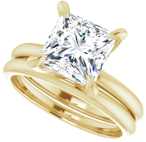 14K Yellow  7.5x7.5 mm Square Solitaire Engagement Ring Mounting (10)