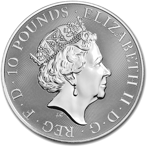 10 oz Drakonas 2018 Karalienės žvėrys sidabrinė moneta (2)