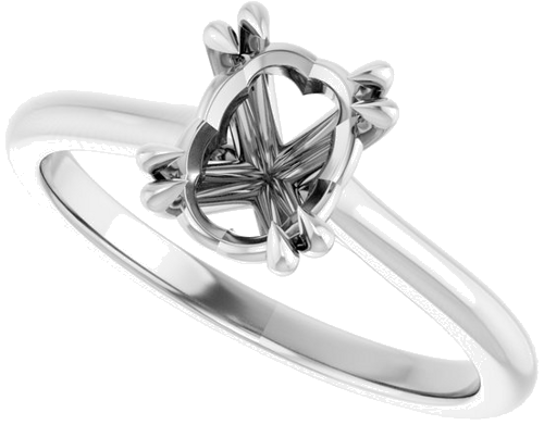 Sužadėtuvių Žiedas „Solitaire“ 585 Baltojo Aukso Oval 8mm x 6mm (5)