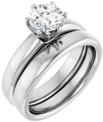 14K White 6.5 mm Round Engagement Ring Mounting (6)