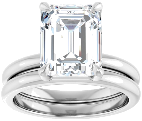 14K White 10x8 mm Emerald Solitaire Engagement Ring Mounting (8)