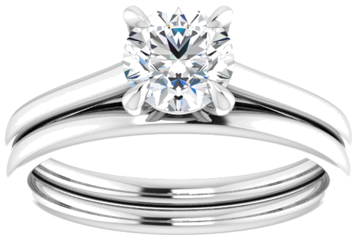 Sužadėtuvių Žiedas „Solitaire“ 585 Baltojo Aukso Round 5.8mm (8)