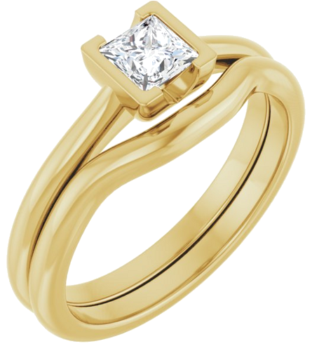 14K Yellow 4x4 mm Square Solitaire Engagement Ring Mounting (6)