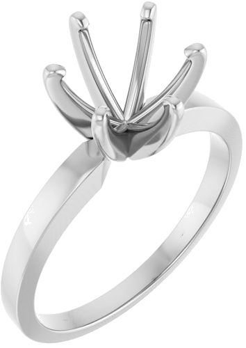 14K White 7.8-8.6 mm Round 6-Prong Solitaire Engagement Ring Mounting (1)