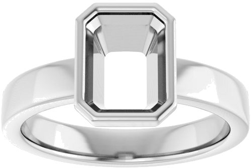 14K White 8x6 mm Emerald Solitaire Engagement Ring Mounting (3)