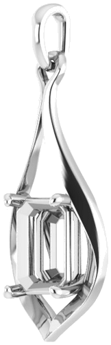 14K White  8x6 mm Emerald Pendant Mounting (2)