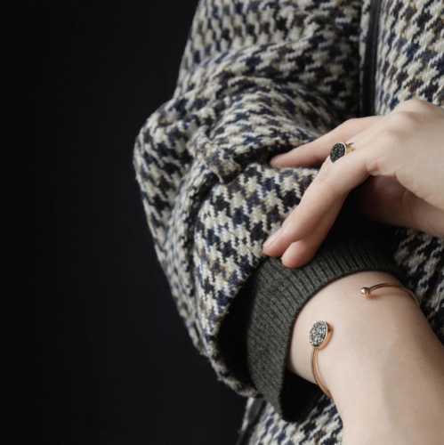 Златна гривна с черен диамант и кварцова дриуза ROCK&ROLL (6)