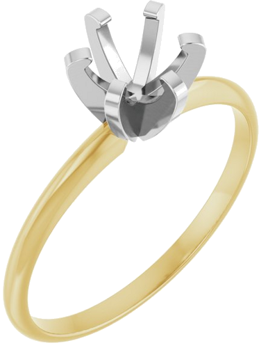 14K Yellow White 5.7-6.0 mm Round 6-Prong Solitaire Engagement Ring Mounting (1)