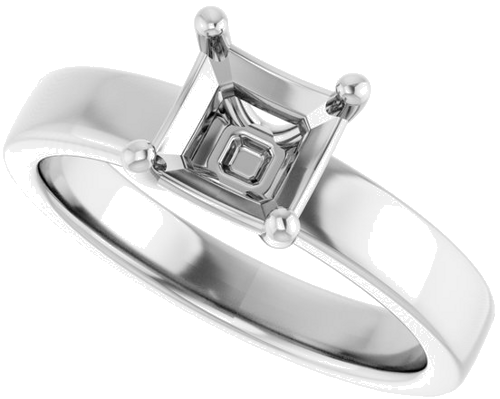 Sterling Silver 6 mm Asscher Solitaire Engagement Ring Mounting (5)