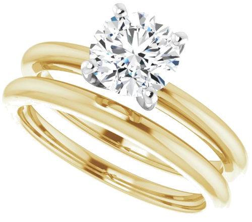 14K Yellow   Platinum  6.5 mm Round Solitaire Engagement Ring Mounting (10)