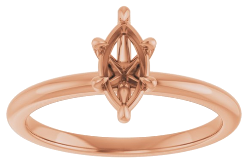 14K Rose 8x4 mm Marquise Solitaire Engagement Ring Mounting (3)
