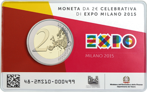 2015 Italy Expo Milano €2 coin on BU card (2)