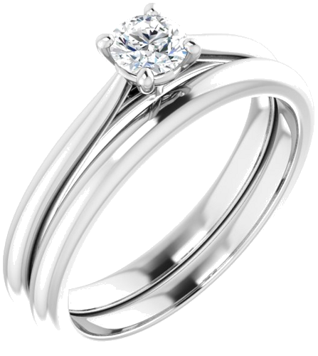 18K White 4.1 mm Round Solitaire Engagement Ring Mounting (6)