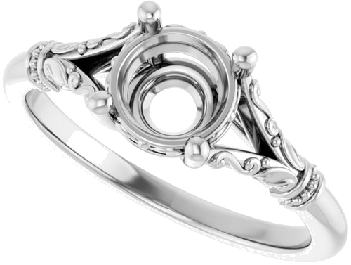 Sužadėtuvių Žiedas „Split Shank“ 585 Baltojo Aukso Round 6.5mm (5)