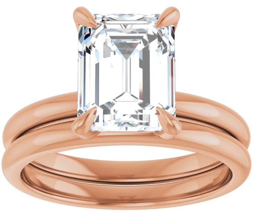 14K Rose  9x7 mm Emerald Solitaire Engagement Ring Mounting (8)