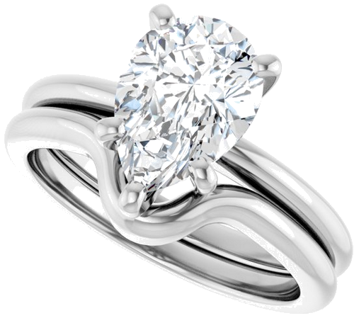 14K White  10x7 mm Pear Solitaire Engagement Ring Mounting (10)