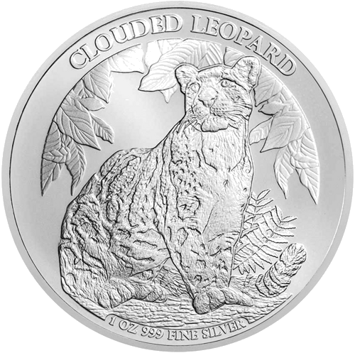 1 oz Mākoņainais leopards 2023 Kambodža 3000 rielu sudraba monēta (1)