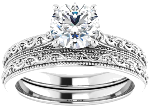 14K White  6.5 mm Round Solitaire Engagement Ring Mounting (8)