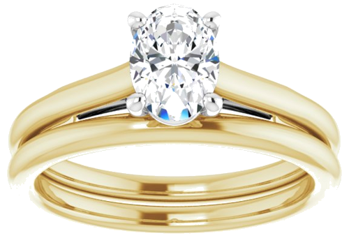 Sužadėtuvių Žiedas „Solitaire“ 585 Baltojo Ir Geltonojo Aukso Oval 7mm x 5mm (8)