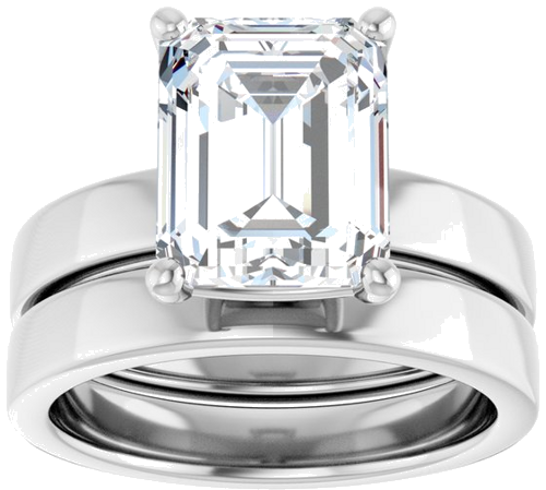 Sužadėtuvių Žiedas „Solitaire“ 14k white gold Emerald 10mm x 8mm (8)