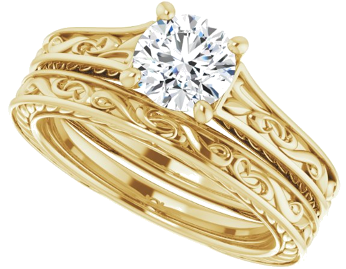 14K Yellow  6 mm Round Solitaire Engagement Ring Mounting (10)