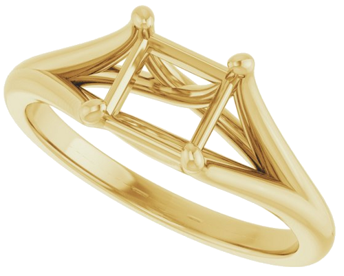 14K Yellow 5.5 mm Square Solitaire Engagement Ring Mounting (5)