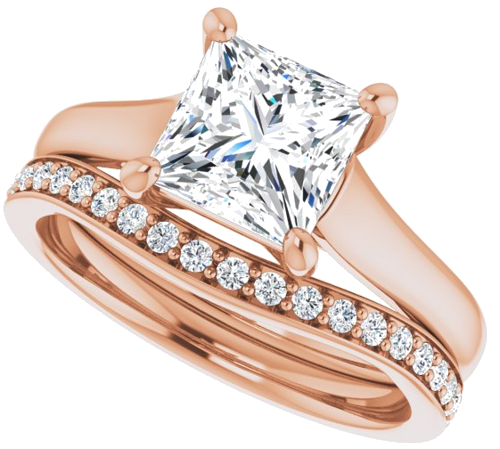 14K Rose 6.5 mm Square Solitaire Engagement Ring Mounting (10)