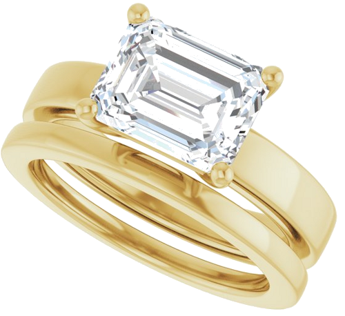 Sužadėtuvių Žiedas „Solitaire“ 585 Geltonojo Aukso Emerald 9mm x 7mm (9)