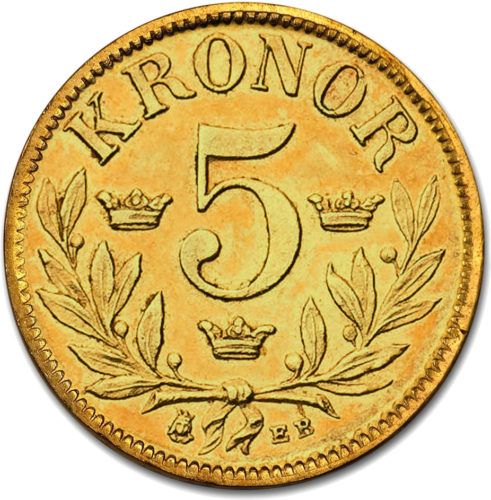 5 kronor Oscar II (1881-1899) Sweden gold coin (2)