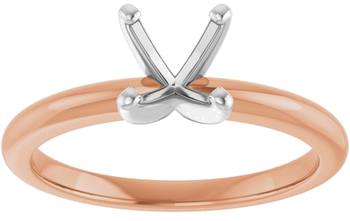 14K Rose   White  6.5 mm Round Solitaire Engagement Ring Mounting (3)