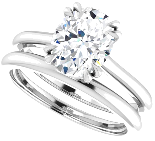 Sužadėtuvių Žiedas „Solitaire“ 585 Baltojo Aukso Oval 9mm x 7mm (10)