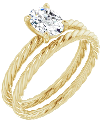 Sužadėtuvių Žiedas „Solitaire“ 585 Geltonojo Aukso Oval 7mm x 5mm (6)