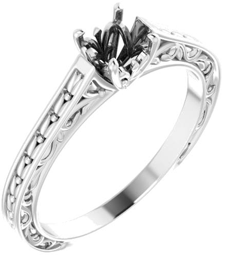 Sužadėtuvių Žiedas „Solitaire“ 585 Baltojo Aukso Round 5.2mm (1)