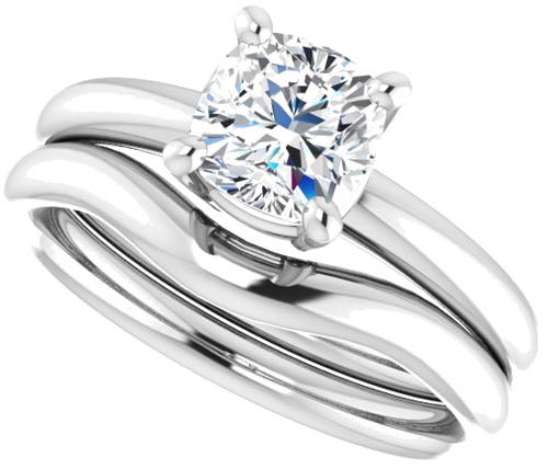 14K White 6 mm Cushion Engagement Ring Mounting (10)