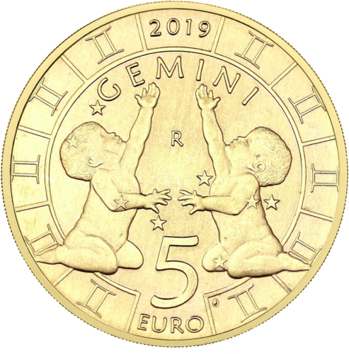 2019 San Marinas Dvyniai (Zodiakas) 5 eurų moneta (1)
