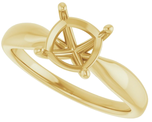 14K Yellow  7 mm Cushion Solitaire Engagement Ring Mounting (5)