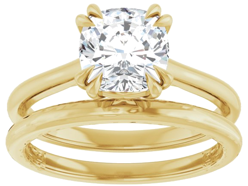 14K Yellow 7 mm Cushion Solitaire Engagement Ring Mounting (6)