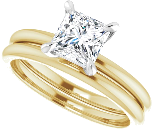 Sužadėtuvių Žiedas „Solitaire“ 585 Baltojo Ir Geltonojo Aukso Square 5.5mm (5)