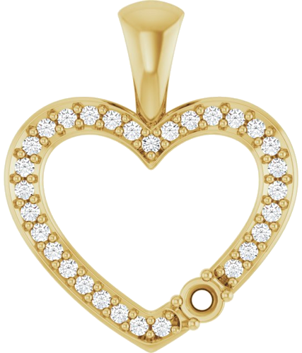 14K Yellow 2 mm Round 1-Stone 1 8 CTW Natural Diamond Semi-Set Family Heart Pendant (1)