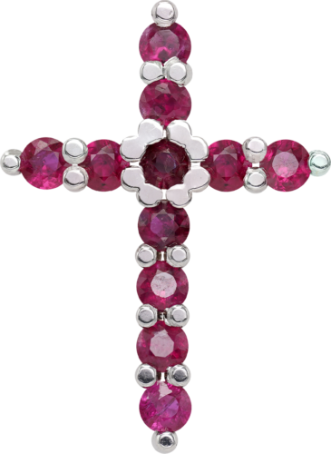 White gold chain with a ruby-inlaid cross (2)