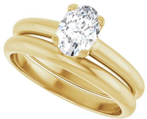Sužadėtuvių Žiedas „Solitaire“ 585 Geltonojo Aukso Oval 7mm x 5mm (10)