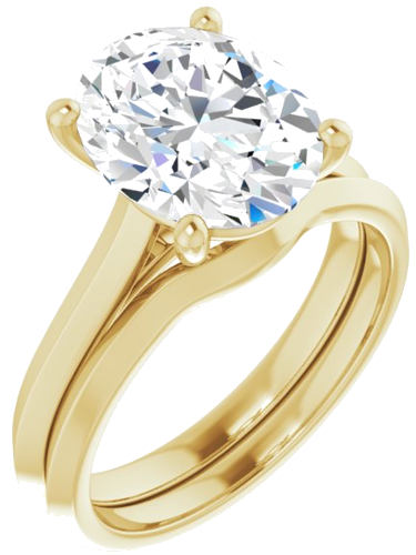 Sužadėtuvių Žiedas „Solitaire“ 585 Geltonojo Aukso Oval 11mm x 9mm (6)