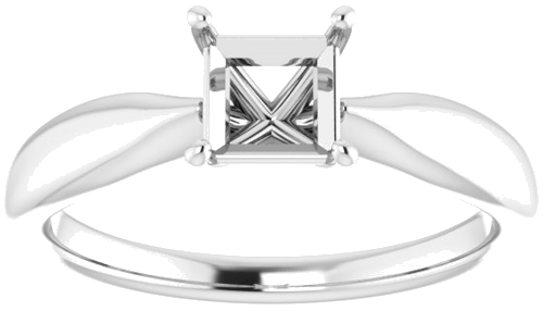 14K White  5 mm Square Solitaire Engagement Ring Mounting (3)