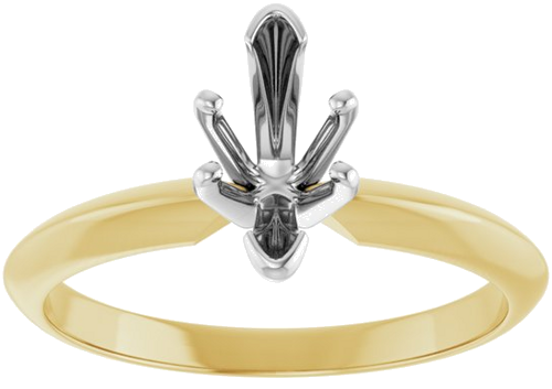 14K Yellow   White 6-Prong 8.6x4 mm Marquise V-End Solitaire Ring Mounting (3)