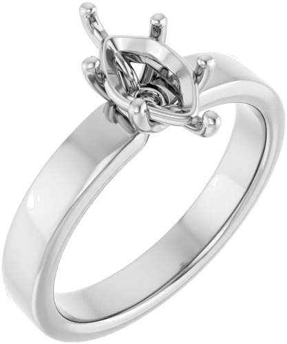 10K White 10x5 mm Marquise Solitaire Engagement Ring Mounting (1)