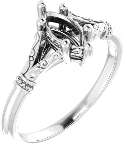 Sužadėtuvių Žiedas „Split Shank“ 585 Baltojo Aukso Marquise 8mm x 4mm (1)