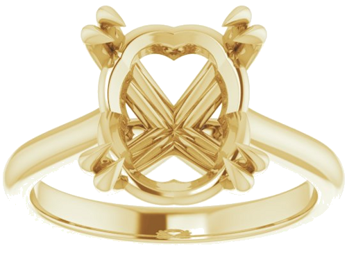 14K Yellow 12x10 mm Oval Solitaire Engagement Ring Mounting (3)