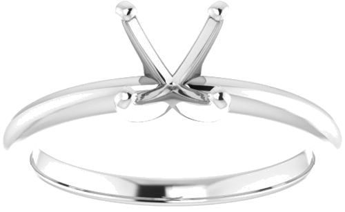 14K White  6 mm Cushion Solitaire Engagement Ring Mounting (3)